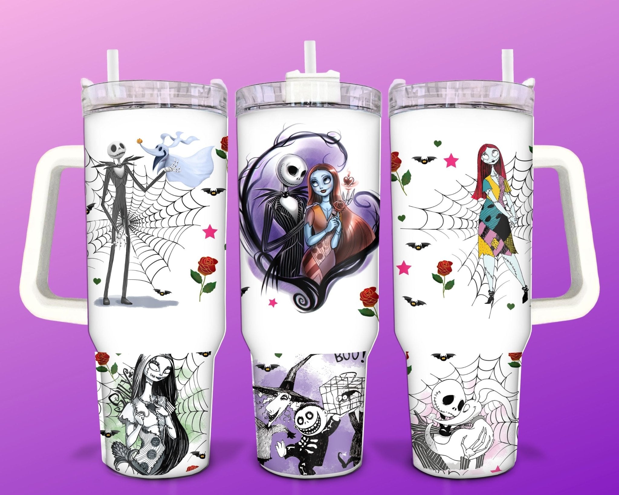 Purple Heart Jack and Sally 40 oz Stainless Steel Tumbler - roughramblings